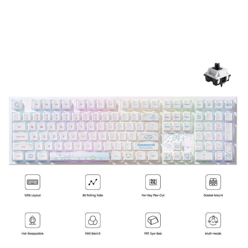 Akko Cinnamoroll 5108 V5 Multi-Mode RGB Hot-Swappable Mechanical Keyboard (Akko V3 Piano Pro Switch) (103-K051A-005)