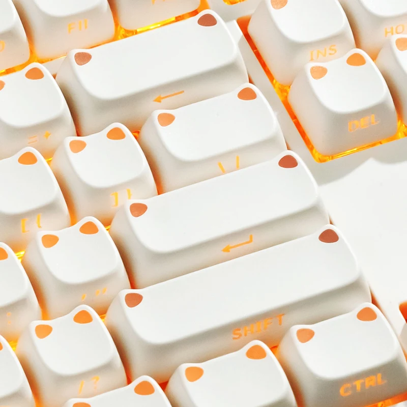 Akko Shiny Kitten Keycap Set MAO Profile 113 Keys (Pink SP, White SP)
