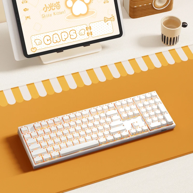 Akko Shiny Kitten Keycap Set MAO Profile 113 Keys (Pink SP, White SP)