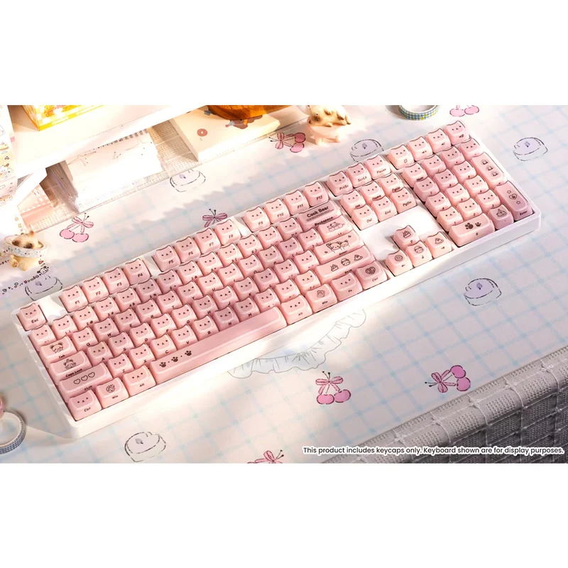 Akko Greedy Bear Keycap Set MAO Profile 119 Keys (Pink, White)