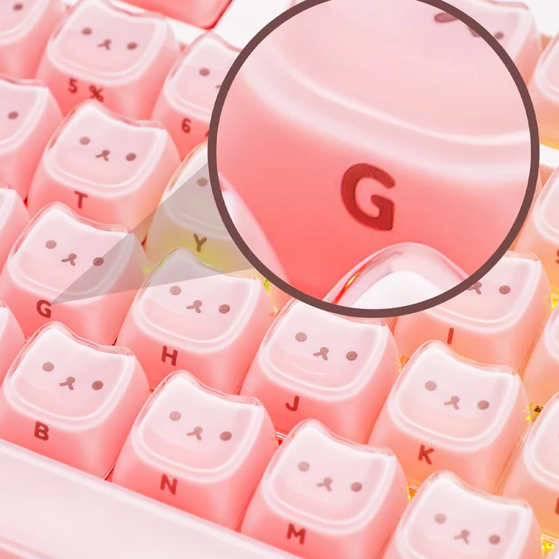 Akko Greedy Bear Keycap Set MAO Profile 119 Keys (Pink, White)