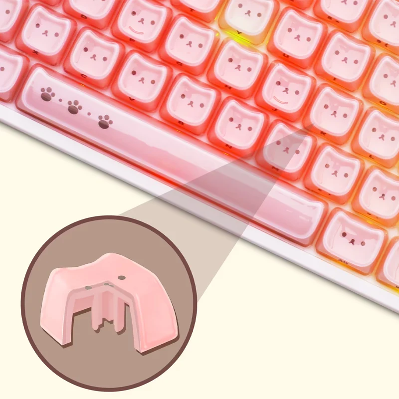 Akko Greedy Bear Keycap Set MAO Profile 119 Keys (Pink, White)