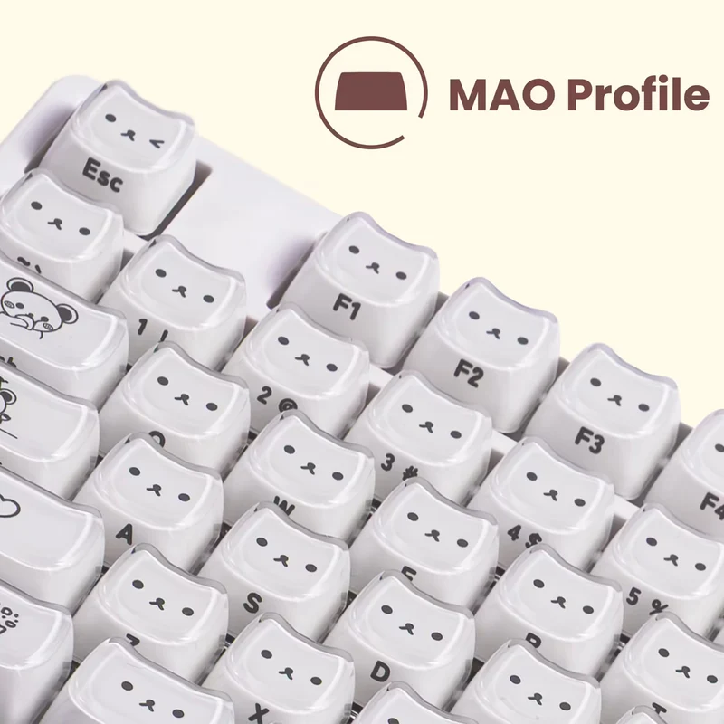 Akko Greedy Bear Keycap Set MAO Profile 119 Keys (Pink, White)