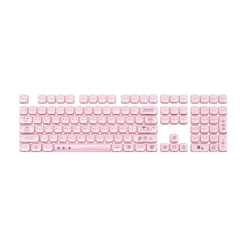 Akko Greedy Bear Keycap Set MAO Profile 119 Keys (Pink, White)