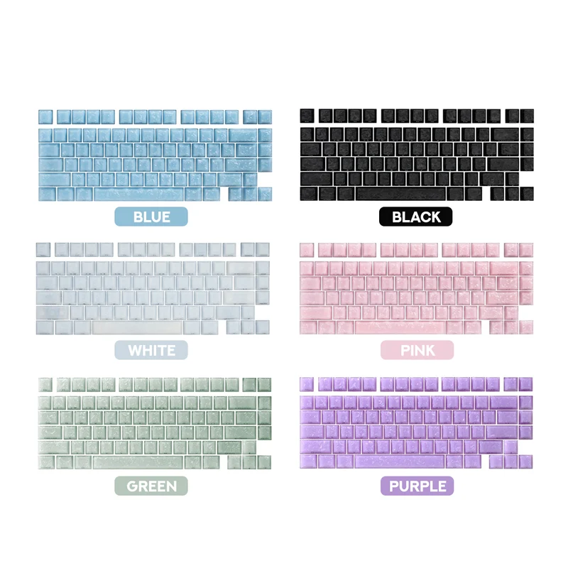 Akko Glassy Carbon Fiber Keycap Set Cherry Profile 126 Keys (Blue, Black, White, Pink, Green, Purple)