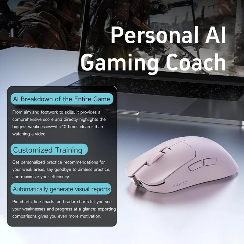 Ajazz AJ200P AI Master Tri-Mode Gaming Mouse (Pink)