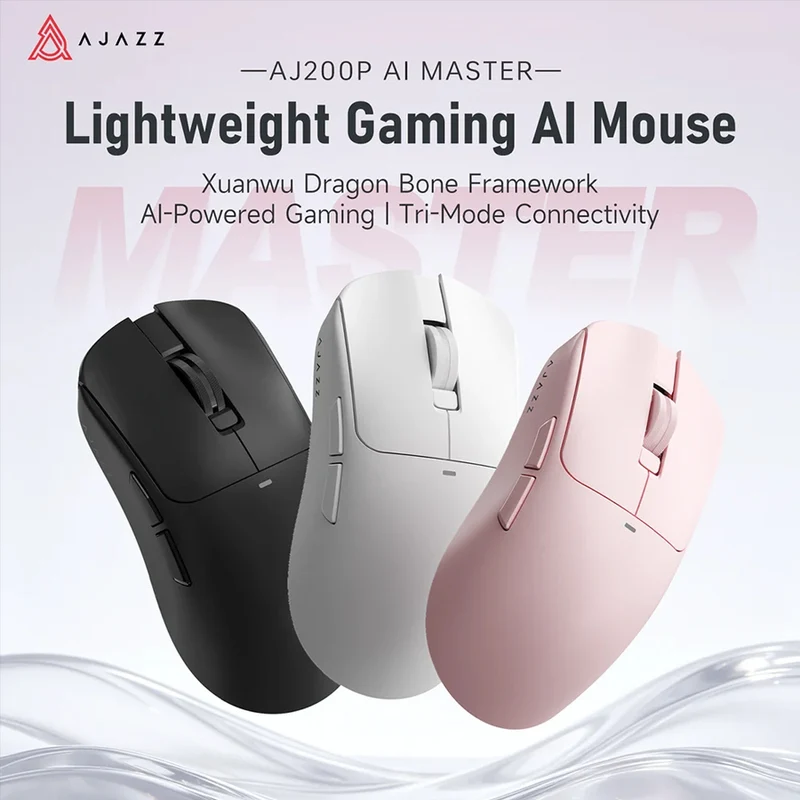 Ajazz AJ200P AI Master Tri-Mode Gaming Mouse (Pink)