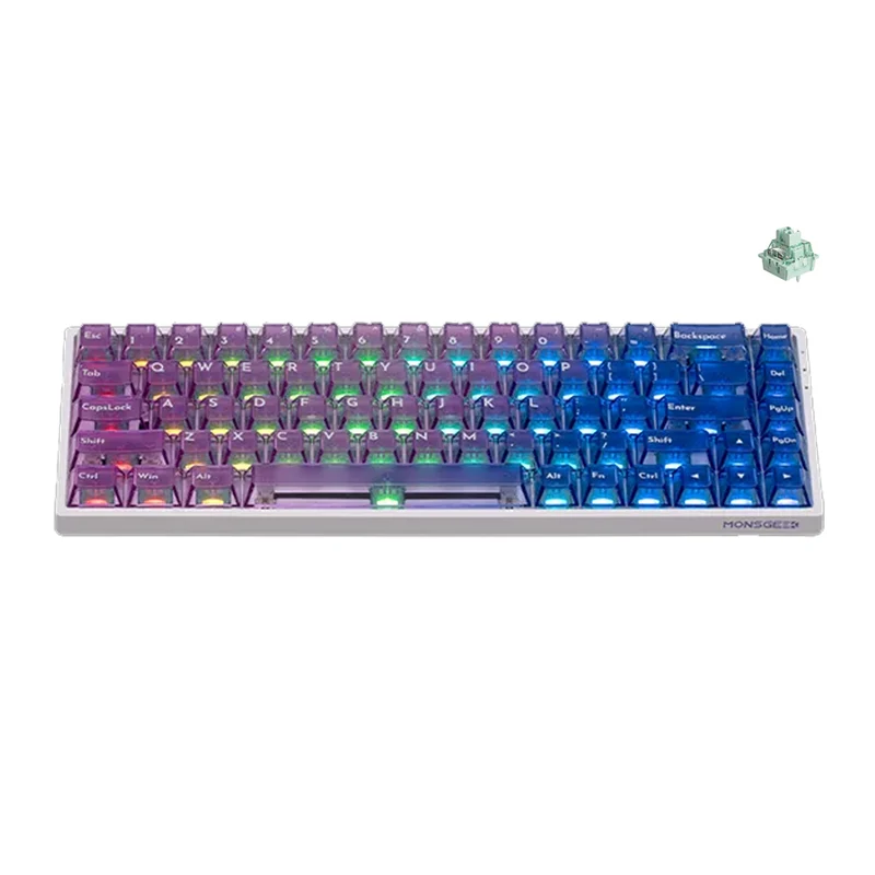 MonsGeek FUN68 HE Wired RGB Magnetic Keyboard (Frosted Pastel Gradient Transparent) (Akko Glare Magnetic Switch) (101-FN68B-017)