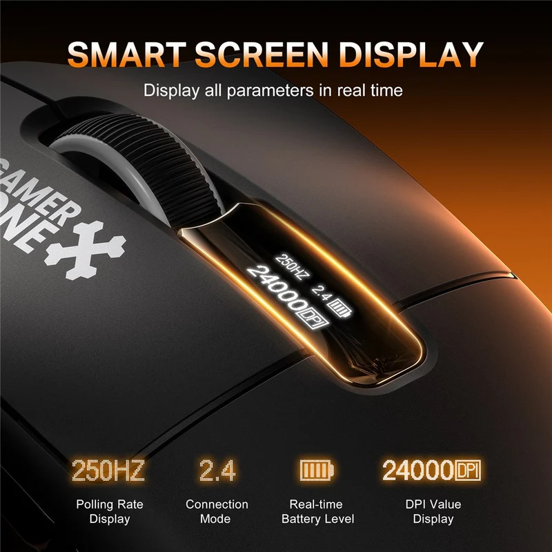 Onikuma DM10 Tri-Mode RGB Wireless Gaming Mouse (Black, White)