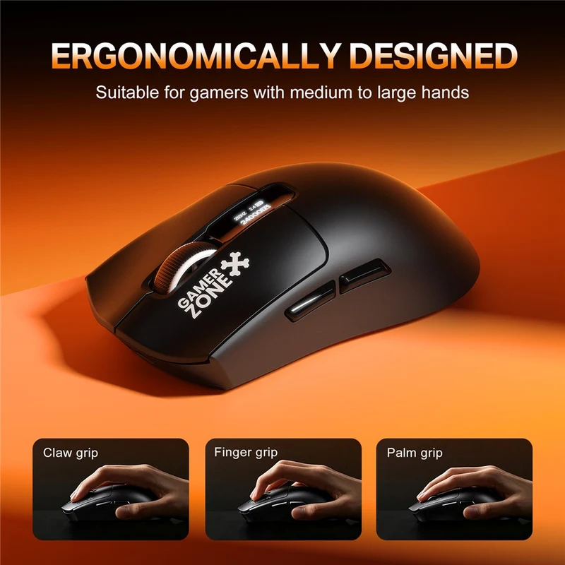 Onikuma DM10 Tri-Mode RGB Wireless Gaming Mouse (Black, White)