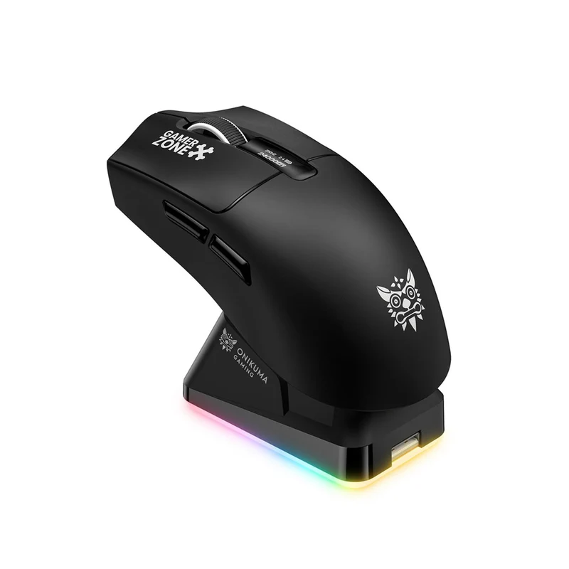 Onikuma DM10 Tri-Mode RGB Wireless Gaming Mouse (Black, White)
