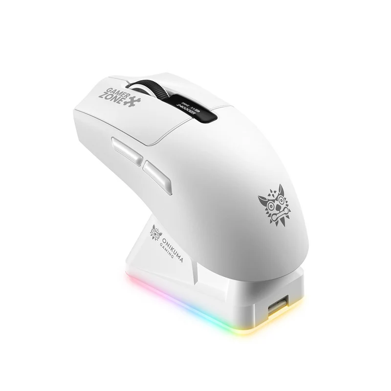 Onikuma DM10 Tri-Mode RGB Wireless Gaming Mouse (Black, White)