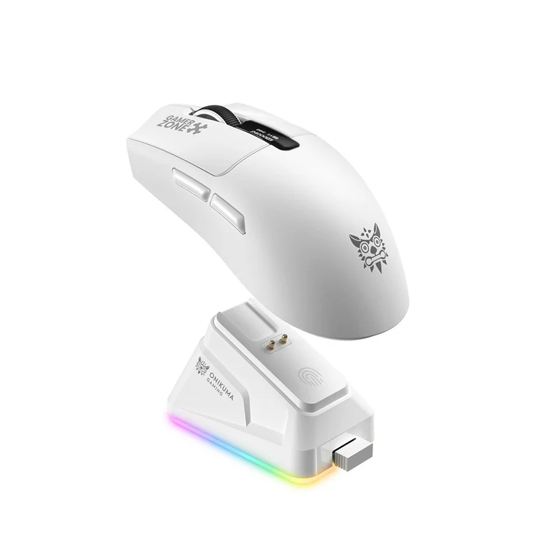 Onikuma DM10 Tri-Mode RGB Wireless Gaming Mouse (Black, White)