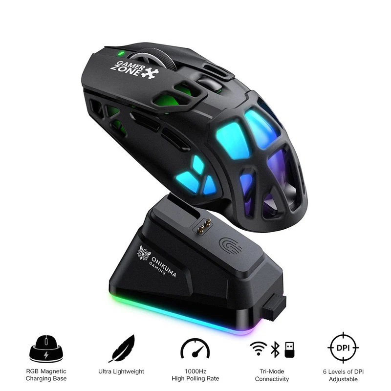 Onikuma DM09 Tri-Mode RGB Wireless Gaming Mouse (Black)