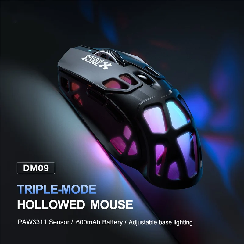 Onikuma DM09 Tri-Mode RGB Wireless Gaming Mouse (Black)