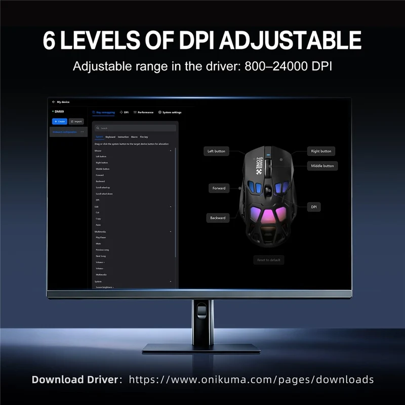 Onikuma DM09 Tri-Mode RGB Wireless Gaming Mouse (Black)