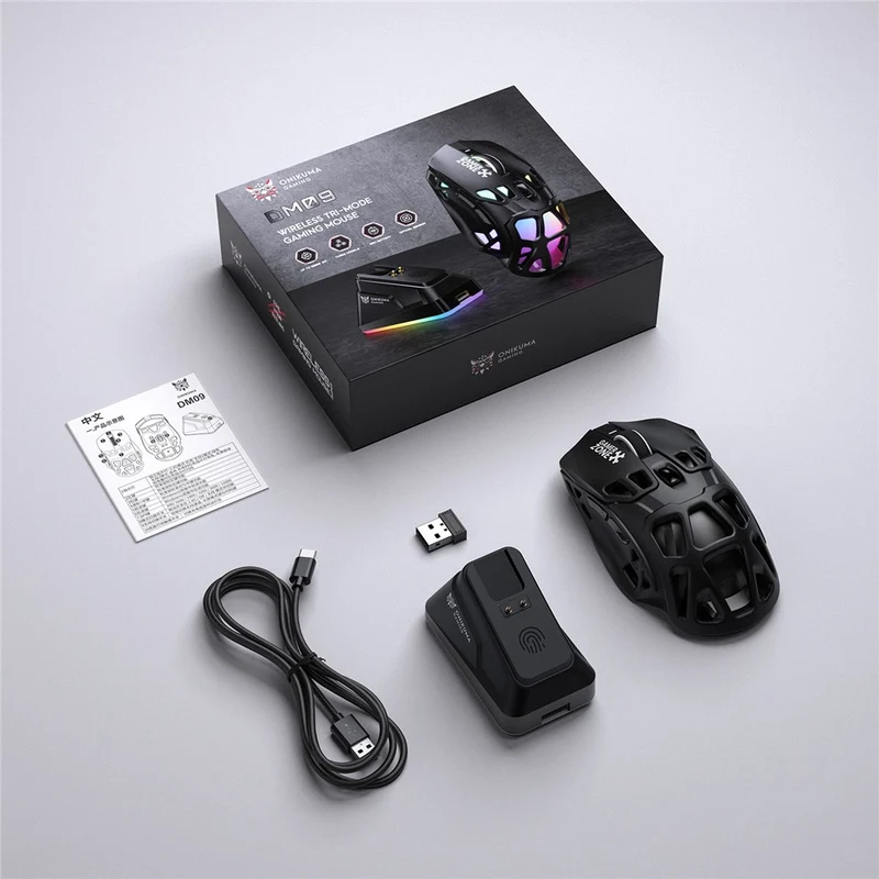 Onikuma DM09 Tri-Mode RGB Wireless Gaming Mouse (Black)