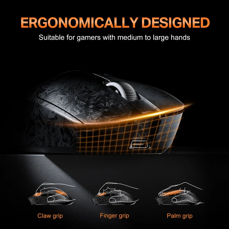 Onikuma DM08 Tri-Mode RGB Wireless Gaming Mouse (Black)