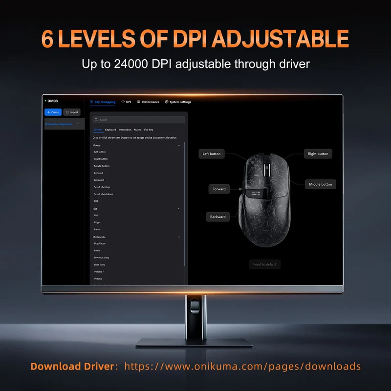 Onikuma DM08 Tri-Mode RGB Wireless Gaming Mouse (Black)