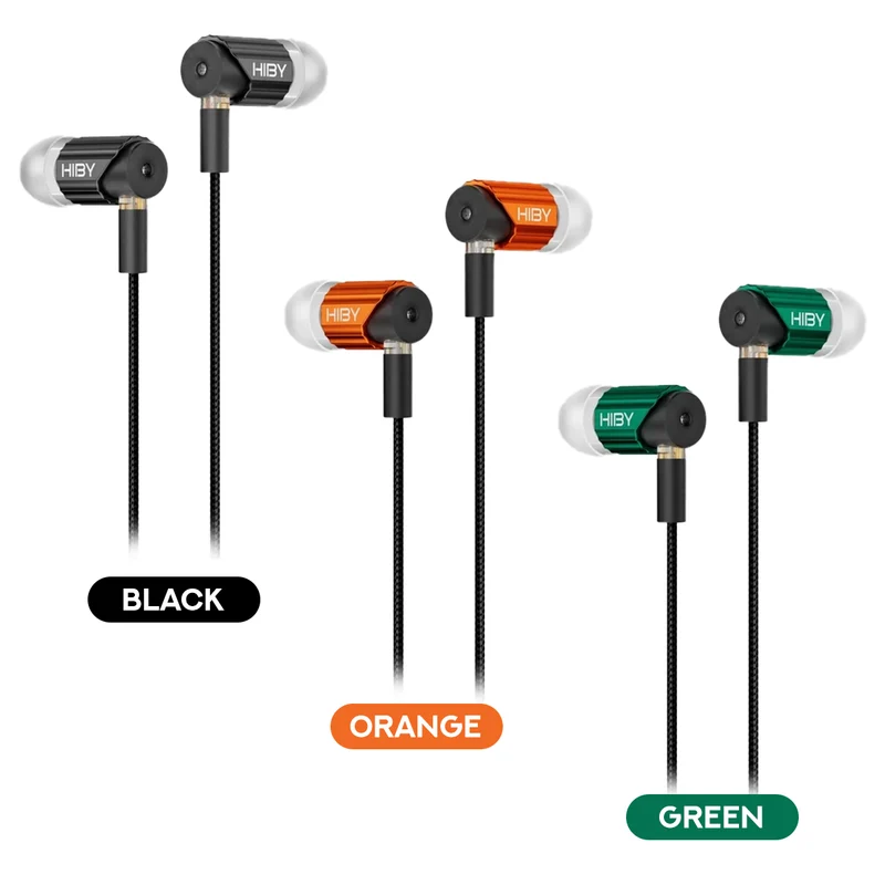 HiBy Yves Plus 7mm Micro-dynamic Be-coated HiFi Earphones (Black, Orange, Green)