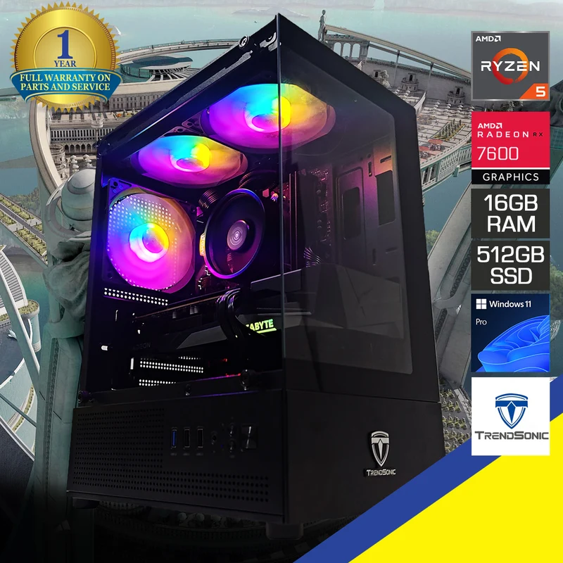 Alpha Juro JR14A Black Desktop Gaming PC | AMD Ryzen 5 5500 | 16GB (2x8GB) RAM | 512GB SSD| RX 7600 | Windows 11 Pro