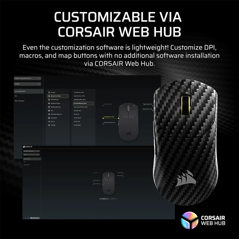 Corsair Sabre V2 Pro Carbon Fiber Wireless Gaming Mouse (Black) (CH-931G200-WW)