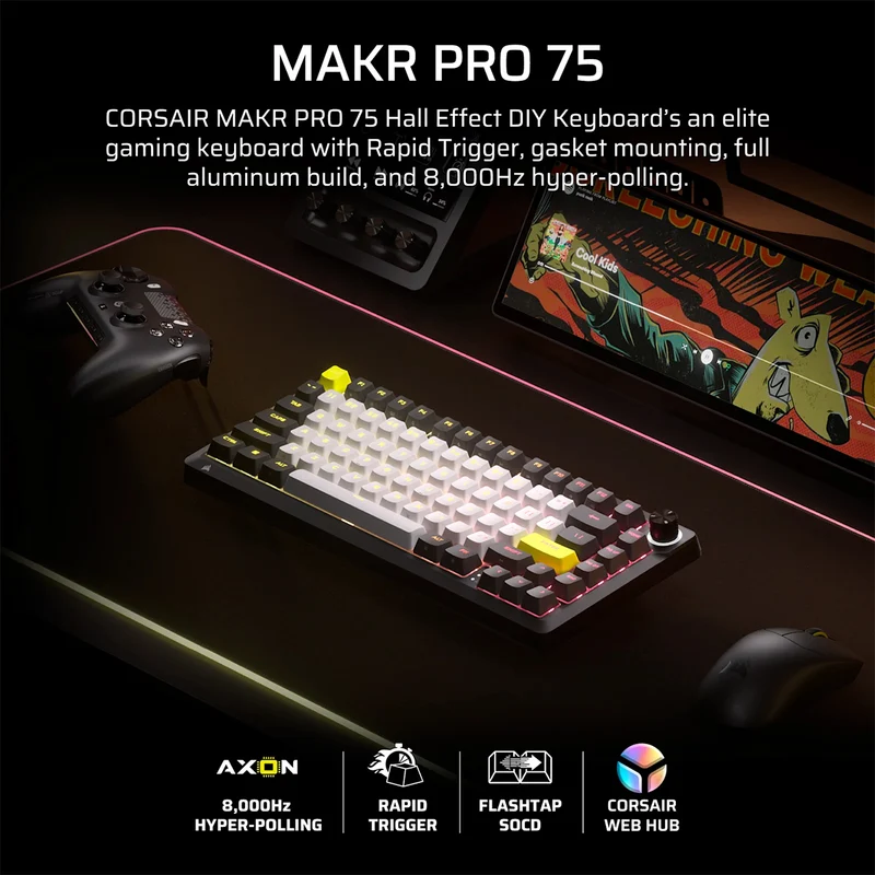 Corsair MAKR Pro 75 Hall Effect DIY Keyboard (Black) (MGX V2 Switch) (CH-91CE21G-NA2)