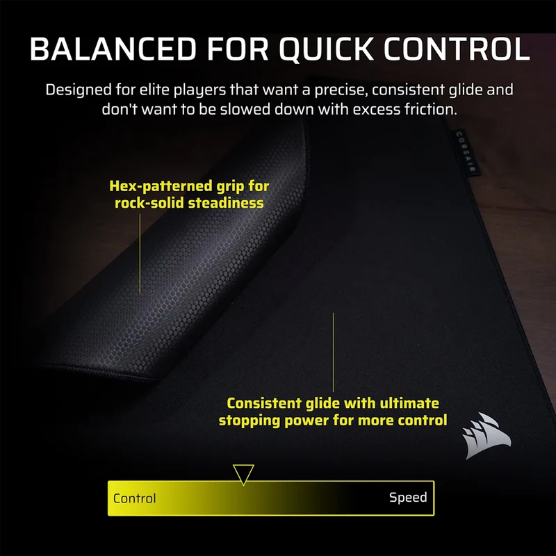 Corsair MM PRO Control Large Esports-Tuned Cloth Mouse Pad (Black, Grey) (CH-941C060-WW, CH-941C061-WW)