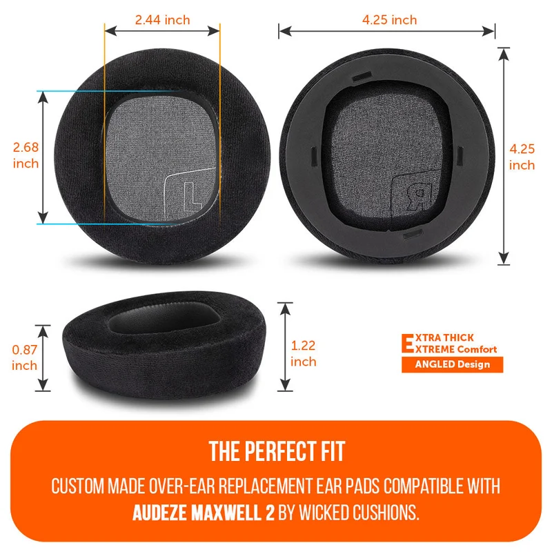 Wicked Cushions Audeze Maxwell 2 Earpads - WC StealthZ (Black) (StealthZ-Maxwell2-B)