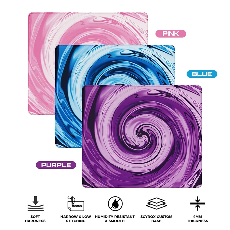 Scyrox Tornado Gaming Mouse Pad (490x420x4mm) (Purple, Blue, Pink)