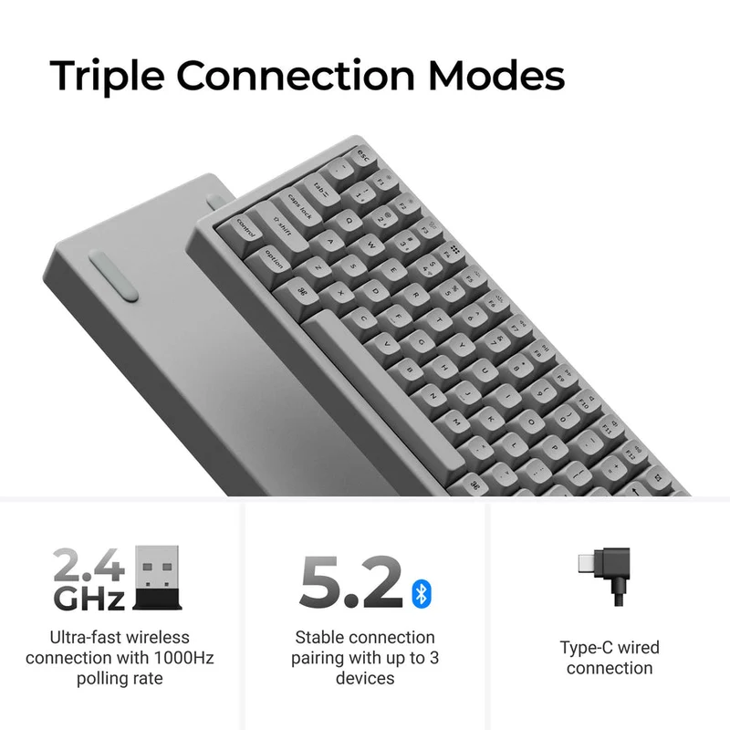 Keychron K2 HE 75% Wireless Hot-Swappable RGB Magnetic Switch Custom Keyboard - Concrete Edition (Gateron Double-Rail Magnetic Nebula Switch) (K2H-F1C)