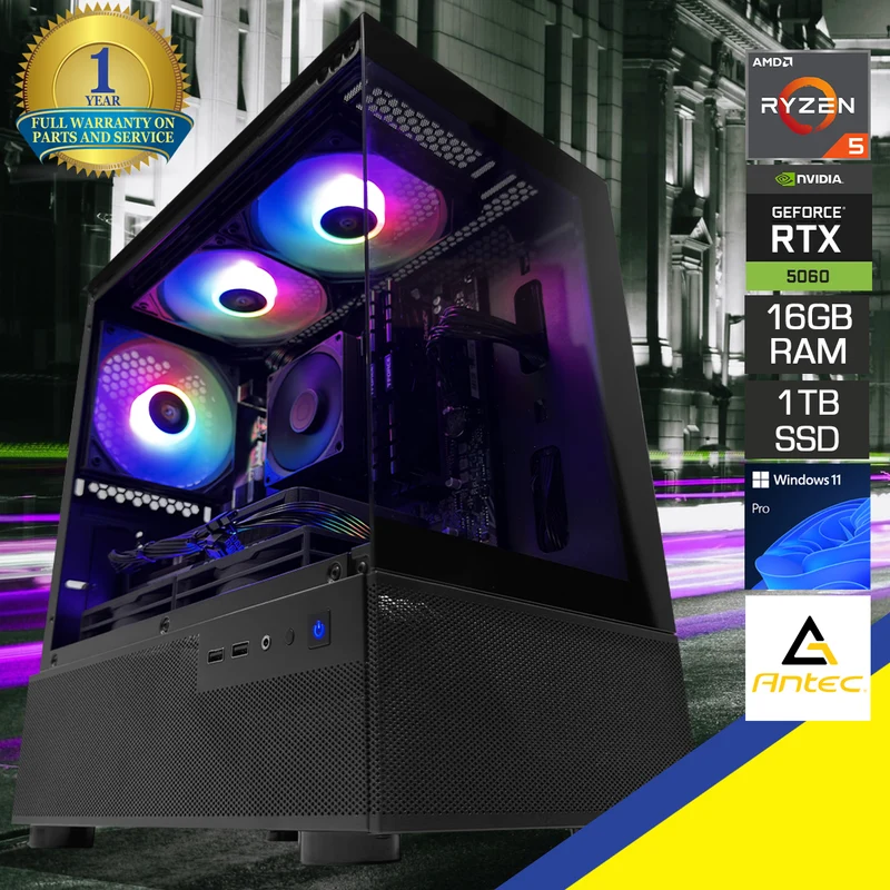 Sigma CX200M Black Desktop Gaming PC | AMD Ryzen 5 5600 | 16GB (2x8GB) RAM | 1TB SSD | RTX 5060 | Windows 11 Pro