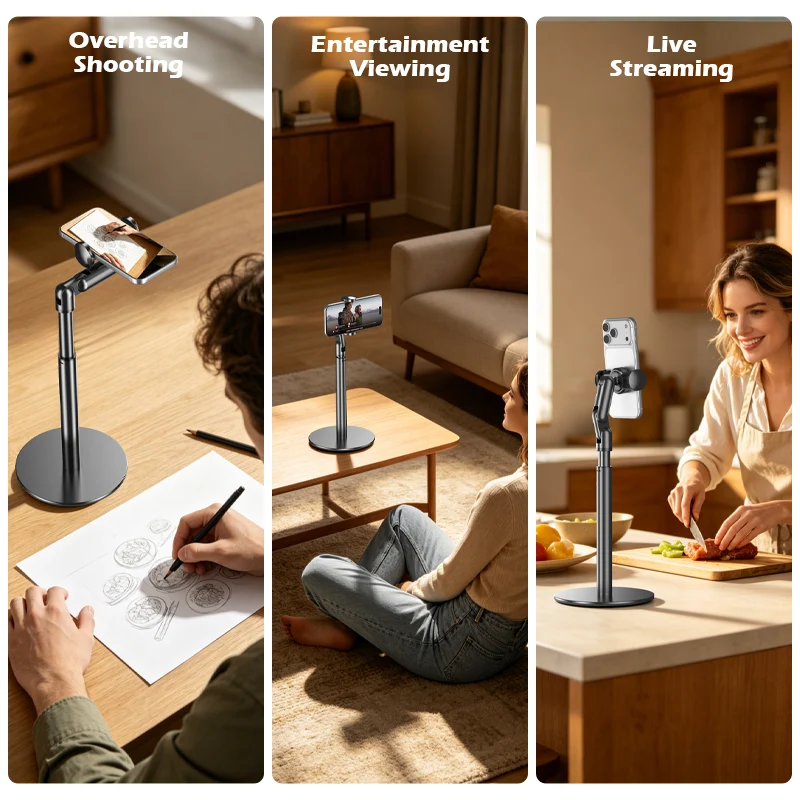 Vyvylabs K82 Desktop Retractable Clamping Mobile Stand (Black) (K82-BK)