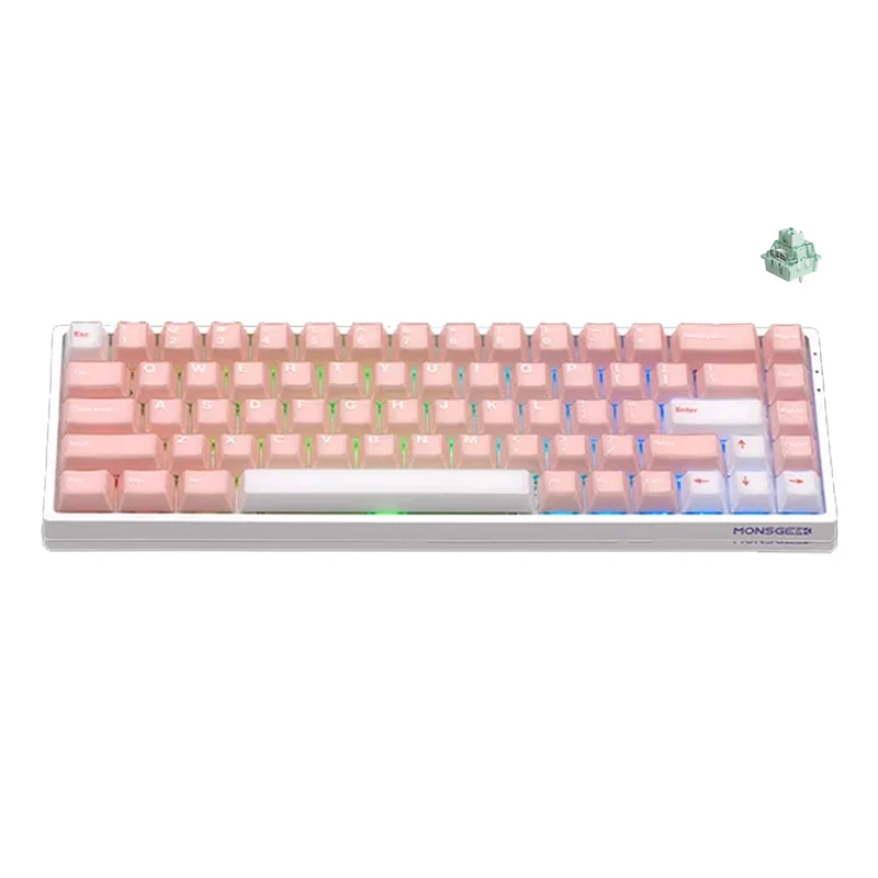 MonsGeek FUN68 HE Wired RGB Magnetic Keyboard (Misty Pink & White) (Akko Glare Magnetic Switch) (101-FN68B-014)