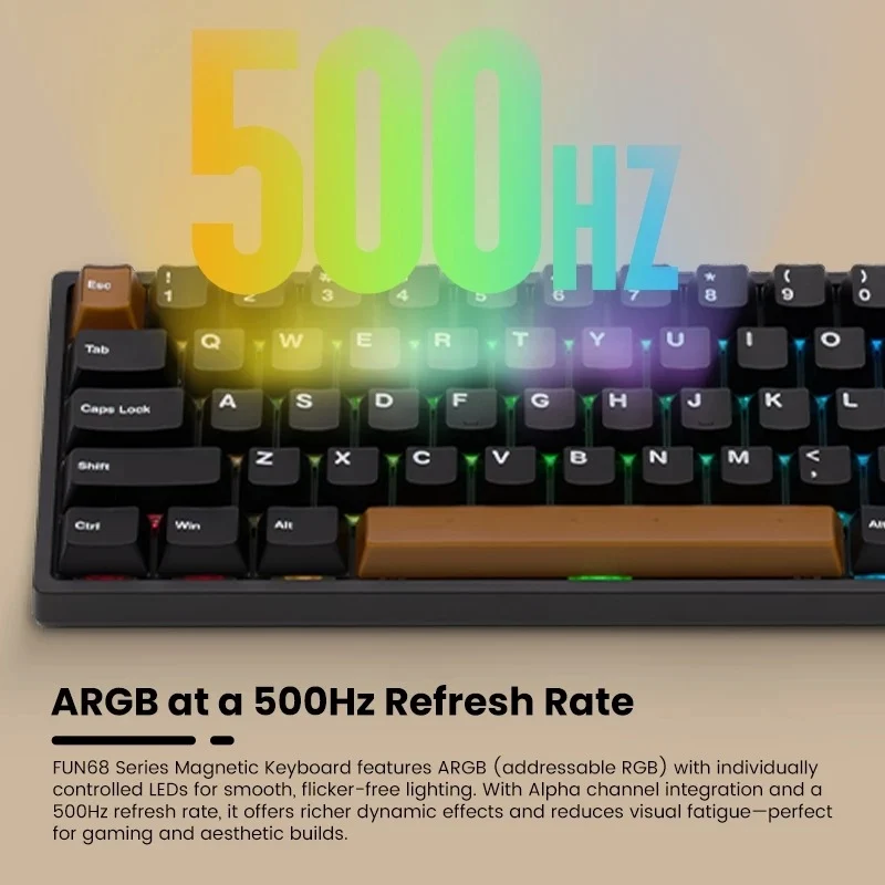 MonsGeek FUN68 HE Wired RGB Magnetic Keyboard (Misty Pink & White) (Akko Glare Magnetic Switch) (101-FN68B-014)