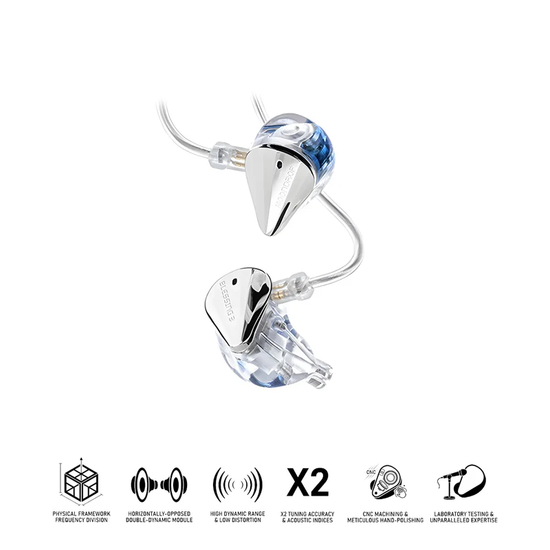 Moondrop Blessing 3 In-Ear Earphones 2DD+4BA Hybrid Triple-Range Frequency Division in-Ear Monitors 0.78-2pin IEM Earbuds