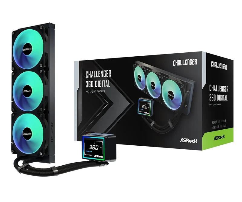 ASRock Challenger 360 Digital AIO Liquid Cooler (Black, White)