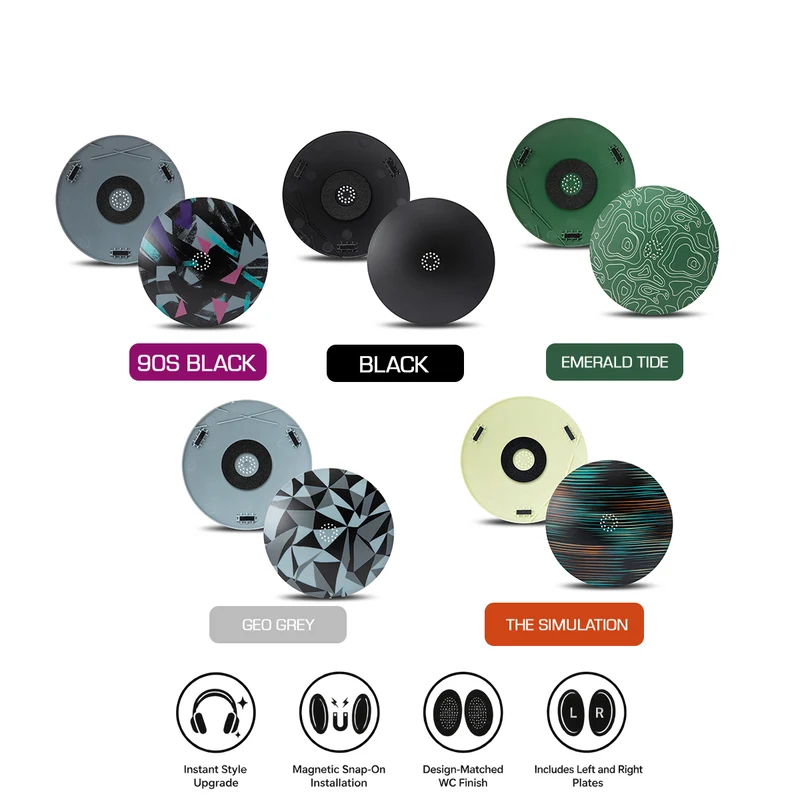 Wicked Cushions WC Side Speaker Plates for Audeze Maxwell 2 Headsets (90s Black, Black, Emerald Tide, Geo Grey, The Simulation)