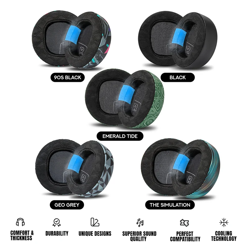 Wicked Cushions Audeze Maxwell 2 Earpads - WC FreeZe Cooling Gel (90s Black, Black, Emerald Tide, Geo Grey, The Simulation)