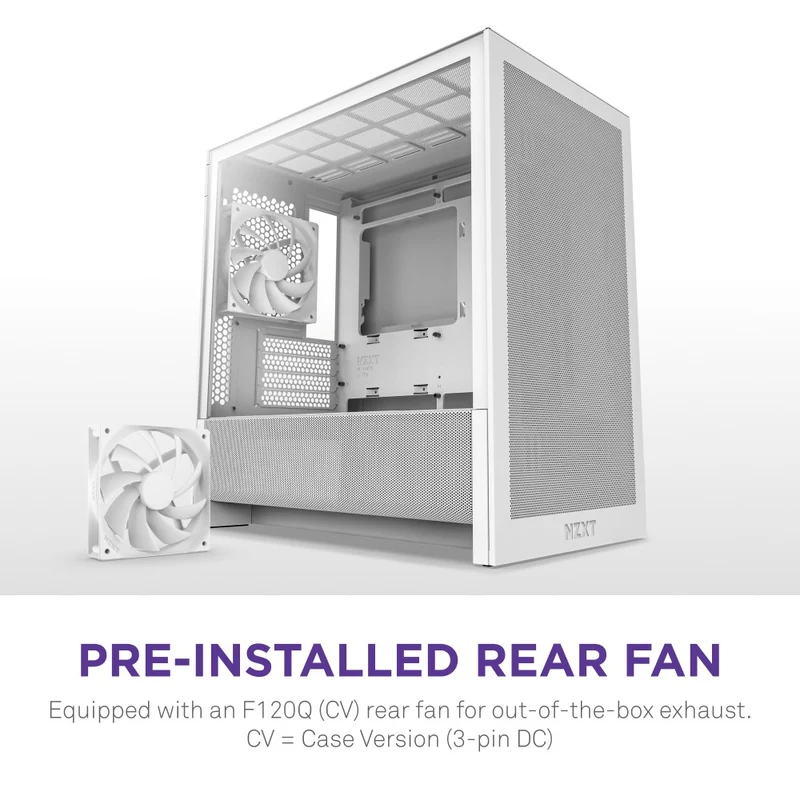 NZXT H3 Flow Micro-ATX Airflow PC Case with RGB Fans (Black, White) (CC-H31FB-R1, CC-H31FW-R1)