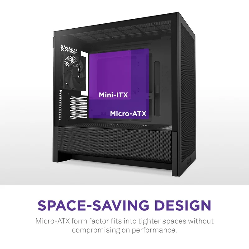 NZXT H3 Flow Micro-ATX Airflow PC Case with RGB Fans (Black, White) (CC-H31FB-R1, CC-H31FW-R1)
