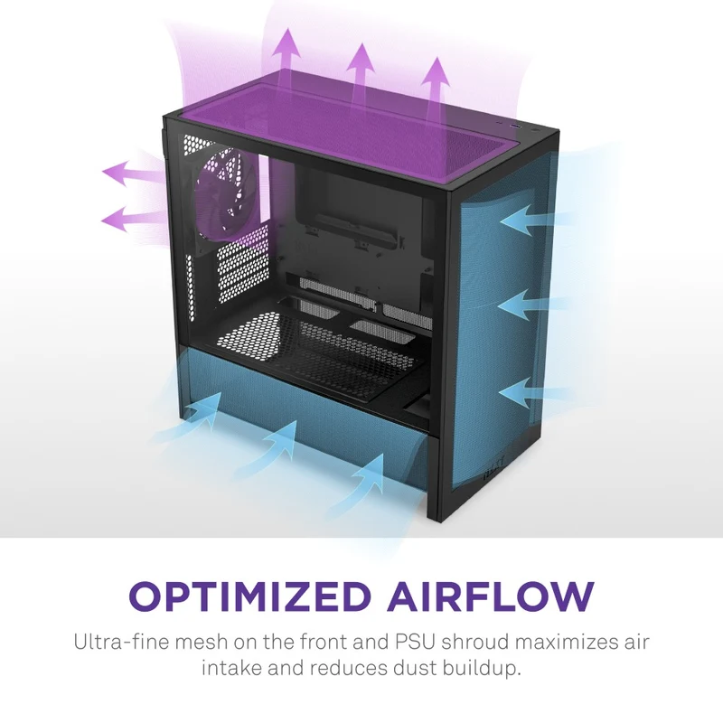 NZXT H3 Flow Micro-ATX Airflow PC Case with RGB Fans (Black, White) (CC-H31FB-R1, CC-H31FW-R1)