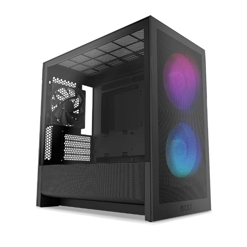 NZXT H3 Flow Micro-ATX Airflow PC Case with RGB Fans (Black, White) (CC-H31FB-R1, CC-H31FW-R1)