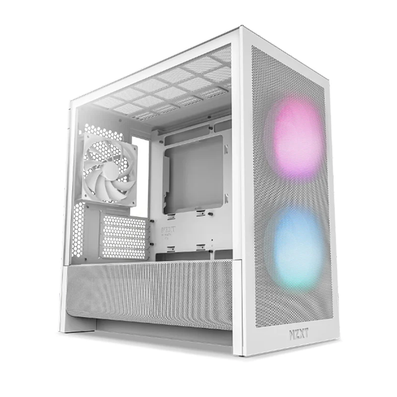 NZXT H3 Flow Micro-ATX Airflow PC Case with RGB Fans (Black, White) (CC-H31FB-R1, CC-H31FW-R1)