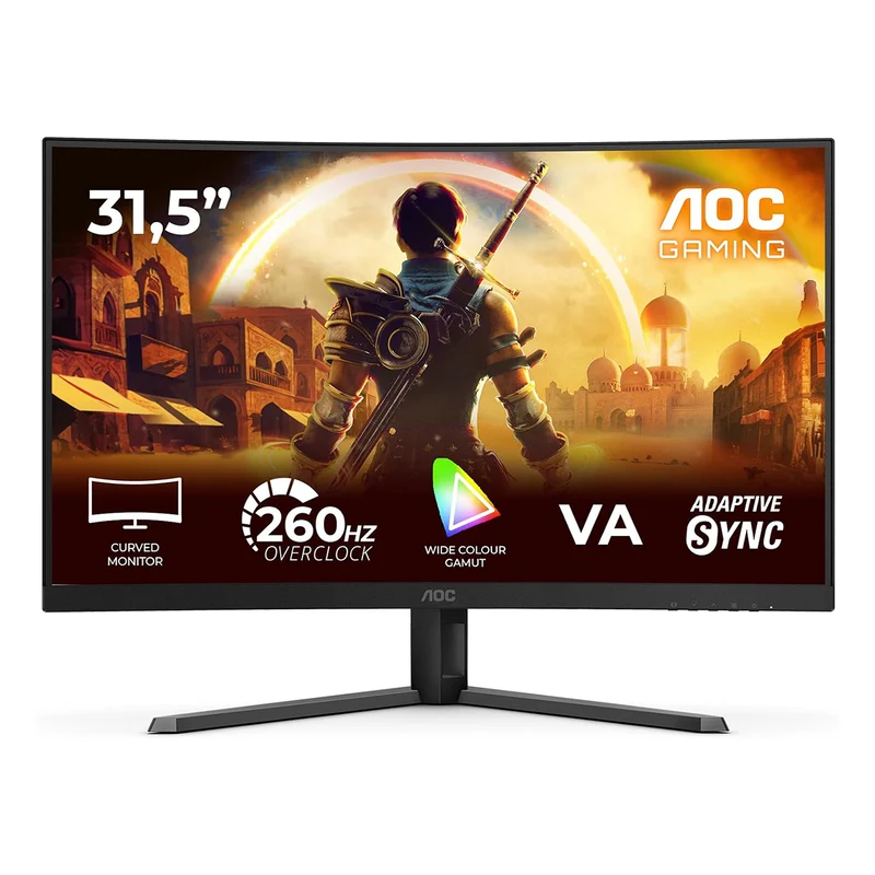 AOC C32G42ZE/71 31.5" FHD (1920x1080) 260Hz OC 0.3ms MPRT / 4ms GTG Adaptive-Sync Fast VA Curved Gaming Monitor with Tilt Adjustment (Black/Red)