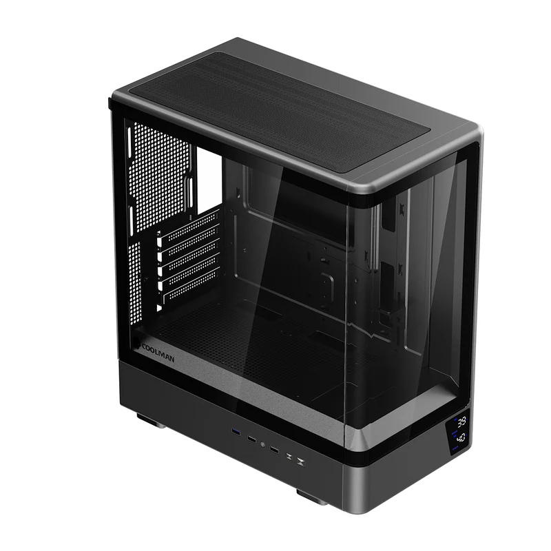 Coolman Astra M-ATX PC Case with Digital Screen Display (Black, White)