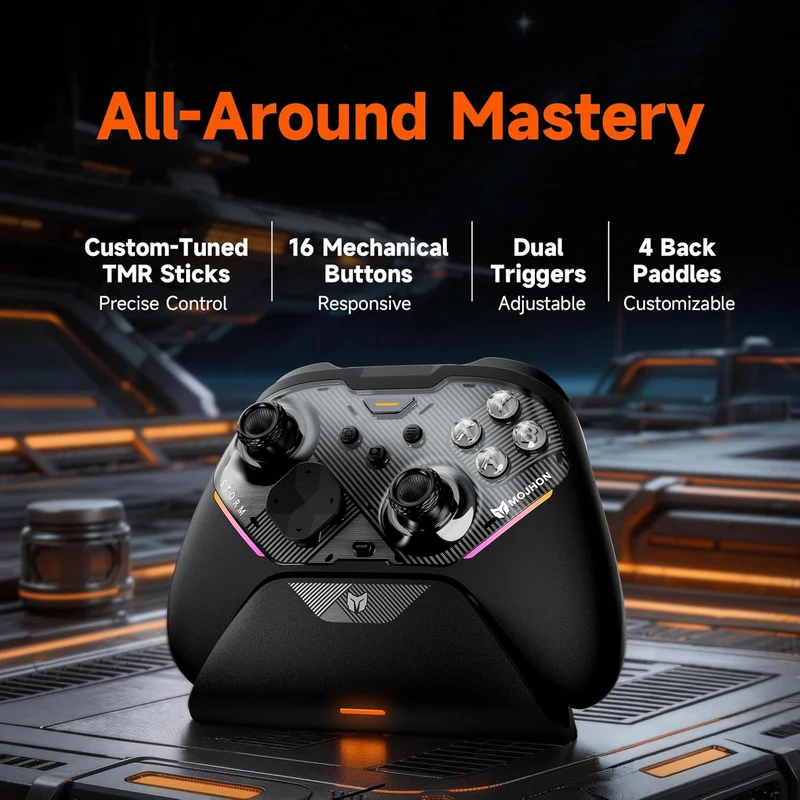 Bigbig Won Mojhon Storm Multi-Platform Wireless Controller for Win 10 & 11 / Nintendo Switch / Nintendo Switch 2 / Android / iOS (C04) (Black, White)