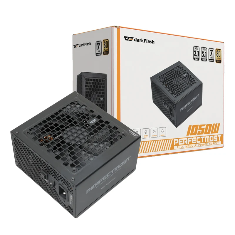 DarkFlash PMT1050 1050W 80+ Gold ATX 3.1 PCIe 5.1 Perfectmost Full Modular Power Supply (Black)