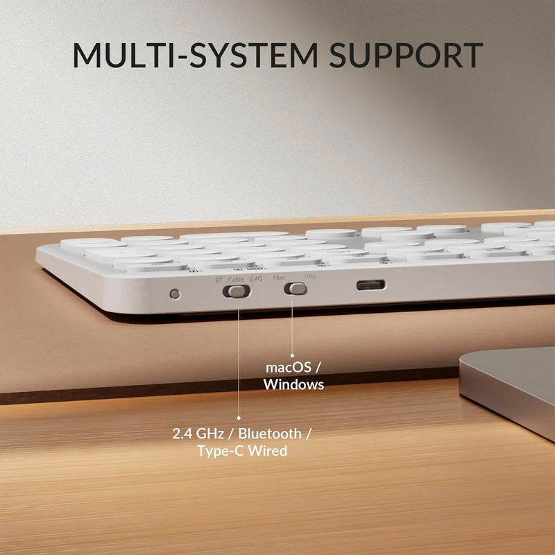 Keychron B5 Pro Ultra-Slim Lightweight Full-Size Wireless Keyboard (Ivory White) (B5P-K8)