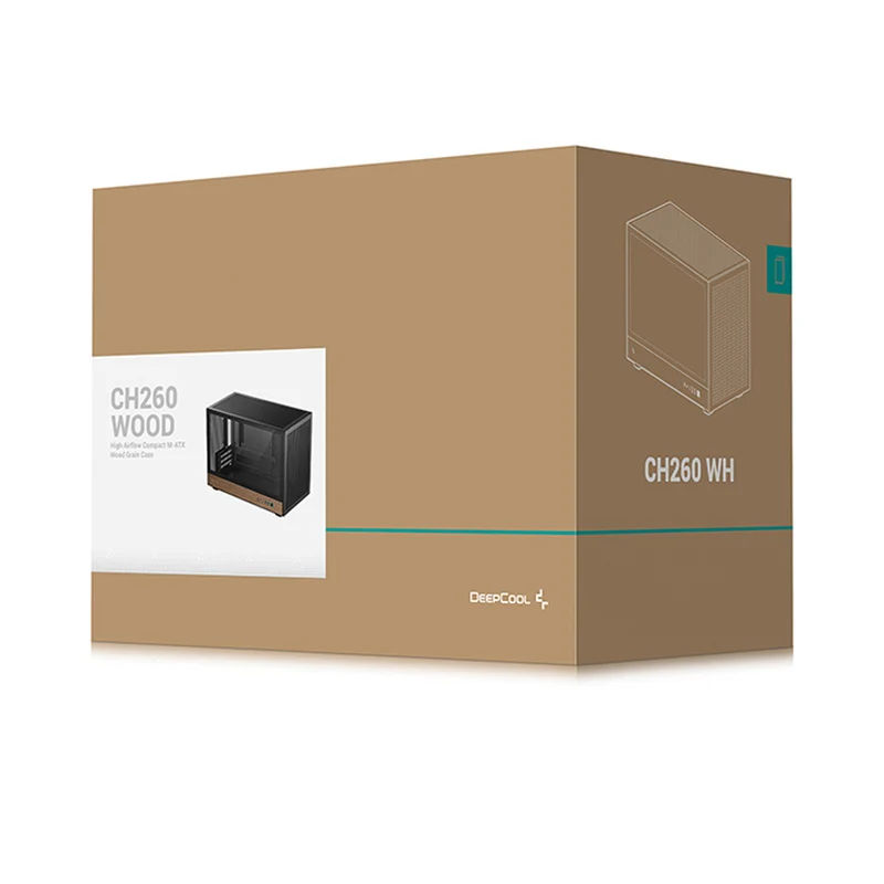 DeepCool CH260 Wood High Airflow Compact M-ATX Wood Grain PC Case (Black, White) (R-CH260-BKNWM0-G-1, R-CH260-WHNWM0-G-1)